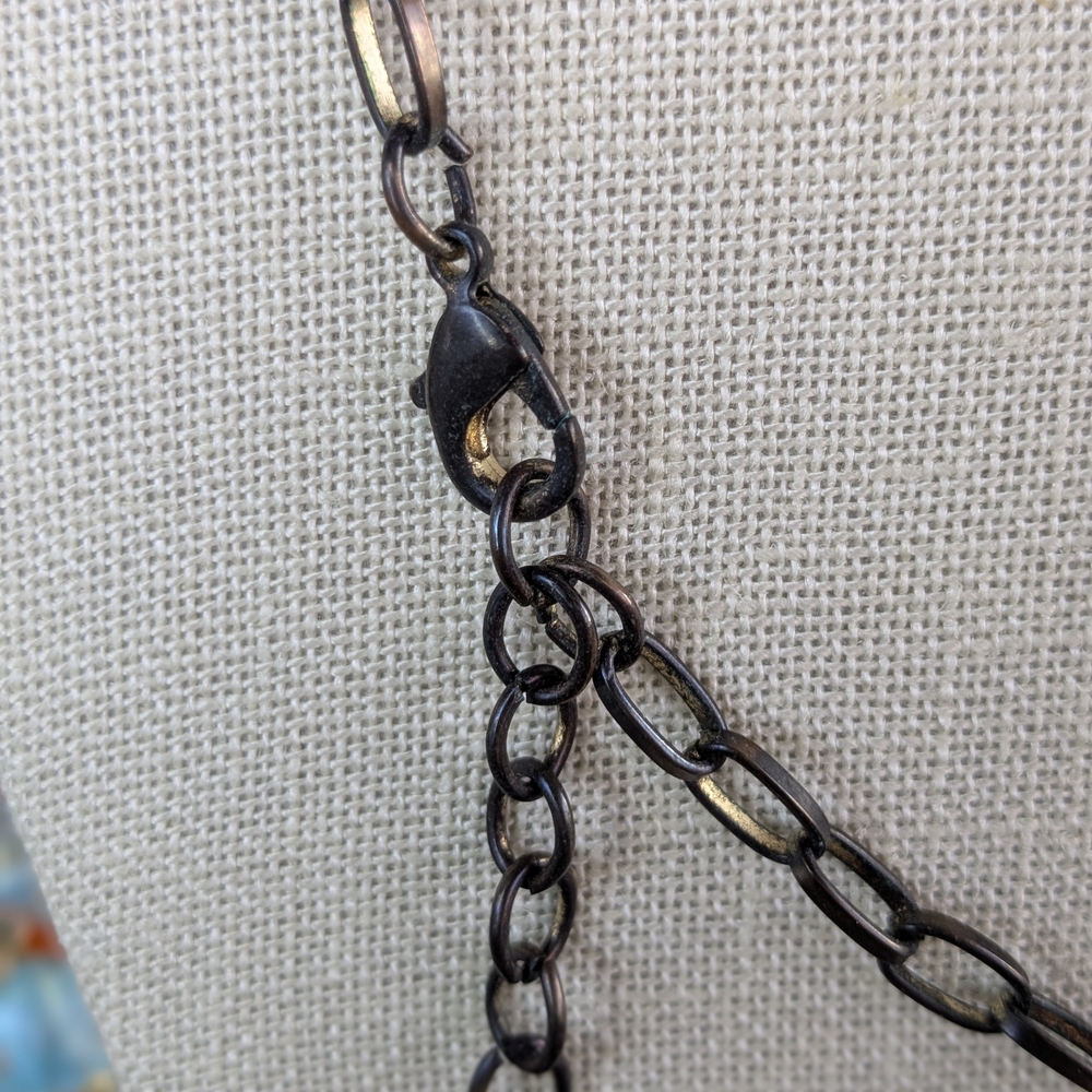 2 Vintage Gold Tone Layered Necklaces Champagne Glass Crystal Square Link Set - Picture 5 of 12